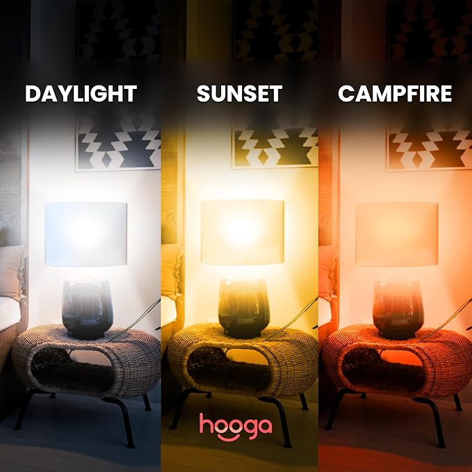 hooga Circadian Rhythm Full Spectrum LED Light Bulb - 2700K, 2100K, 1400K, Flicker-Free, Blue Light Free Night Mode, 7W Energy Efficient Warm White for Sleep, Relaxation & Focus - 2 Pack