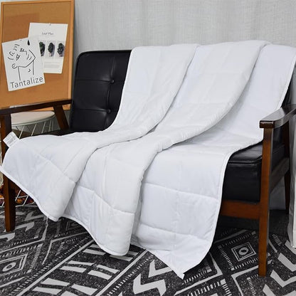 Weighted Blanket 15lbs Queen Size White 60"x80" Weighted Blankets for Adults Heavy Blanket are Comfortable and Cozy