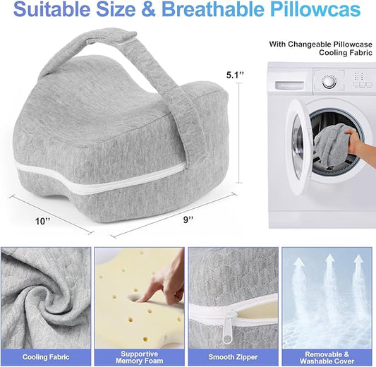 Knee Pillow for Side Sleepers for Back Pain,Leg Pillow for Side Sleepers, Memory Foam Cushion Knee Support Pillows,Pain Relief, Pregnancy Travel Pillow with Extra Washable Cover