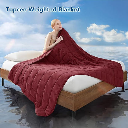 Topcee Weighted Blanket (20lbs 80"x87" King Size) Soft Cooling Heavy Blanket Sleeping, Apply to 190-210 lbs Body, Thick Breathable Blanket with Glass Bead, Easy Care
