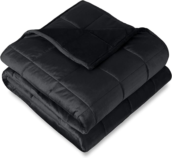 Bare Home Weighted Blanket King Size 25lb (80" x 87") for Adults - Minky Fleece - Premium Heavy Blanket Nontoxic Glass Beads (Black, 80"x87")