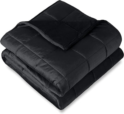 Bare Home Weighted Blanket King Size 25lb (80" x 87") for Adults - Minky Fleece - Premium Heavy Blanket Nontoxic Glass Beads (Black, 80"x87")