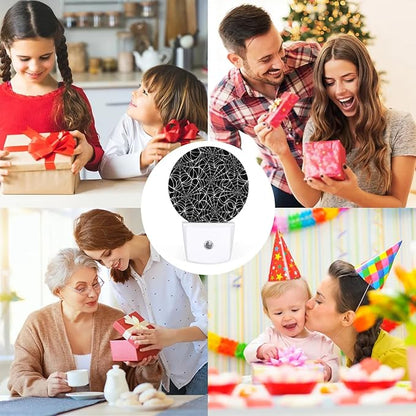 Plug-in Led Night Light with Auto Dusk to Dawn Sensor for Boys Girls Room Decor, Black Spider Web Wall Lamp Nightlights for Hallway,Bedroom, Kids Room, Kitchen, Stairway, (0.5W, 2 Pack)