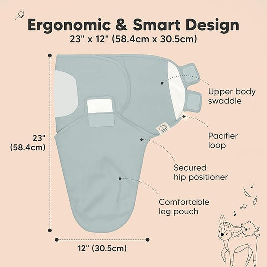 3-Pack Organic Baby Swaddle Sleep Sacks - Swaddles for Newborns, Infant 0-3 Months, Baby Girls, Boys, Soft & Snug Newborn Sleep Sack, Nursery Swaddling Blankets (Slate, OS)