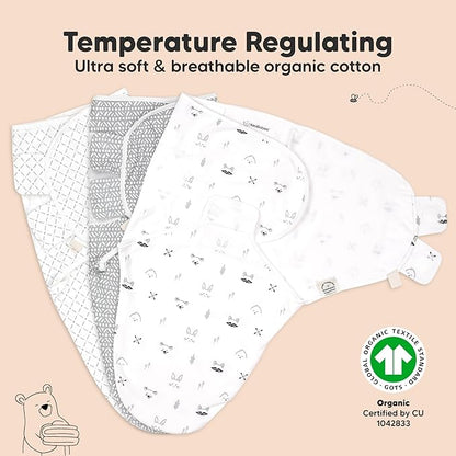 KeaBabies 3-Pack Organic Baby Swaddle Sleep Sacks - Swaddles for Newborns, Infant 0-3 Months, Baby Girls, Boys, Soft & Snug Newborn Sleep Sack, Nursery Swaddling Blankets (Nordic, OS)