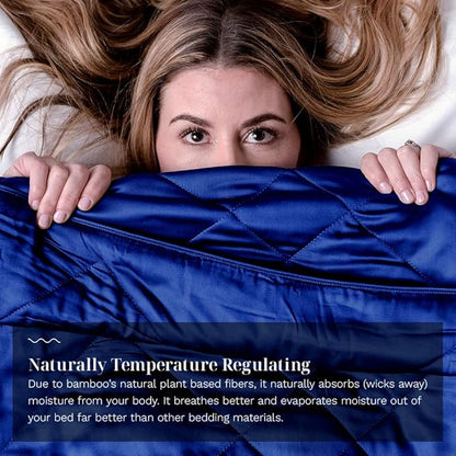 LUXOME Lightweight Blanket | 100% Rayon (Viscose) from Bamboo Fabric & Fill | Full/Queen - 86"x92" | Super Soft | Thermal-Regulating | Sapphire