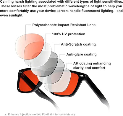 Sleep Glasses 99.9% Blue Light Glasses Dual AR Coatings Amber Orange Lens for Computer Gaming Reduce Eyestrain
