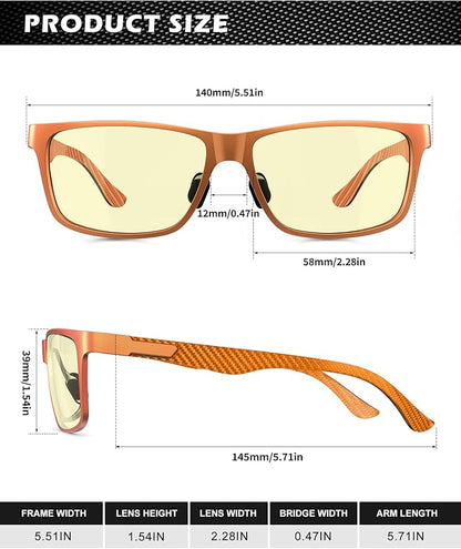 ANYLUV Blue Light Blocking Glasses Men Computer Gaming Glasses Lightweight Al-Mg Metal Anti Eyestrain Eye Protection