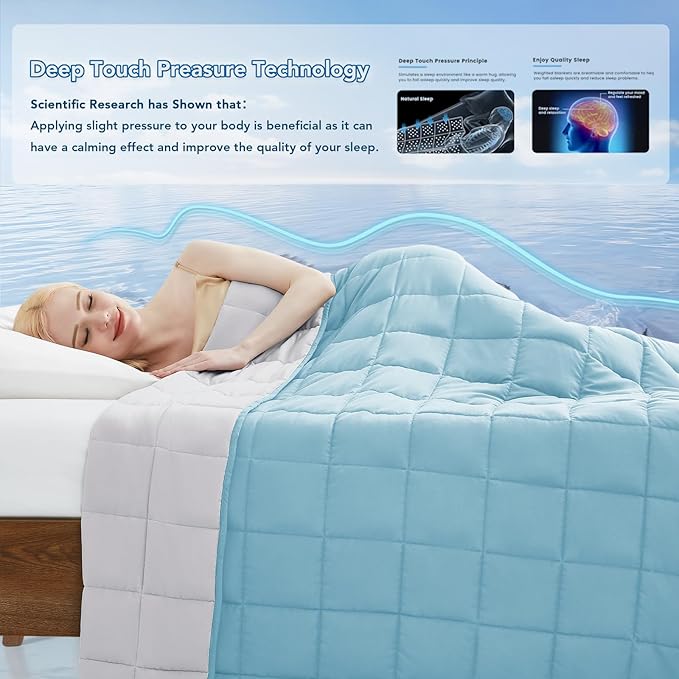 Topcee Weighted Blanket for Adults (15 lbs, 60" x 80") Queen Size Soft Cooling Heavy Blanket Sleeping, Apply to 130-160 lbs Body, Thick Breathable Blanket with Glass Bead, Easy Care
