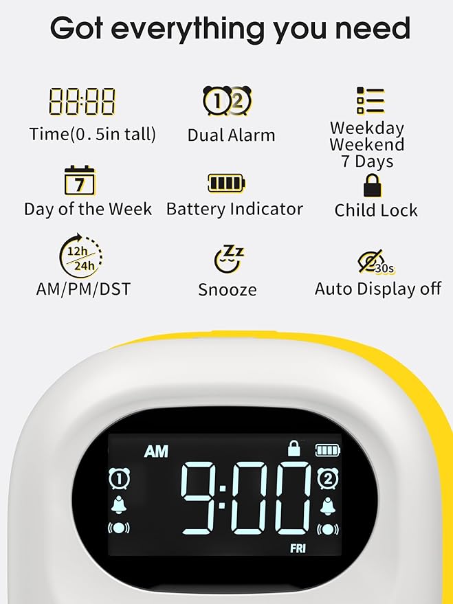 Roxicosly Super Strong Vibrating Alarm Clock for Heavy Sleepers, Adjustable Vibration Bed Shaker Under Pillow for Hearing Impaired Deaf, Cordless, Small, USB Rechargeable for Travel