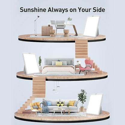 sympa Light Therapy Lamp, Sun Lamp with 10000 Lux, Happy Mood Lamp with Adjustable Brightness, Memory Function & 30 Minute Timer & Rotatable Stand, for Home Office Traveling