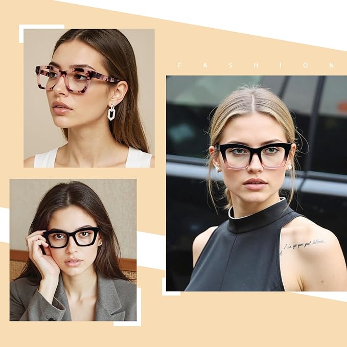 REAVEE Oprah Style Reading Glasses for Women, Blue Light Blocking Stylish Oversized Computer Readers Spring Hinge