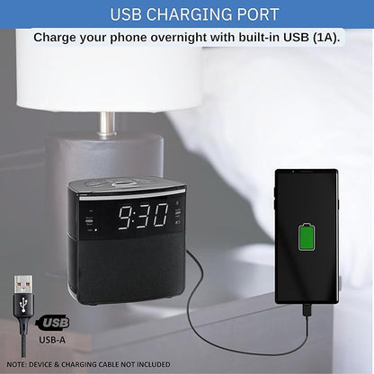 Digital Alarm Clocks for Bedrooms, Dual Alarms, Bluetooth and FM Radio, White Dimmable LED Display, USB-A Charging Port. Loud Alarm Clock for Heavy Sleepers Perfect for Bedroom, Desk, and Office
