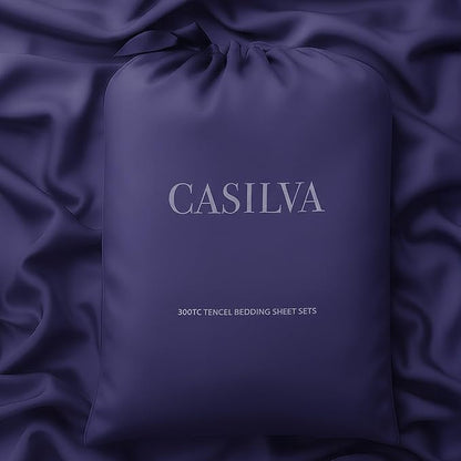 CASILVA Eucalyptus Sheets - Infused with Silver for Anti-Odor, Softer Than Silk Fibers, More Cooling Than Cotton - Perfect for Hot Sleepers & Sensitive Skin - 100% Tencel Lyocell - Queen Sheet Set
