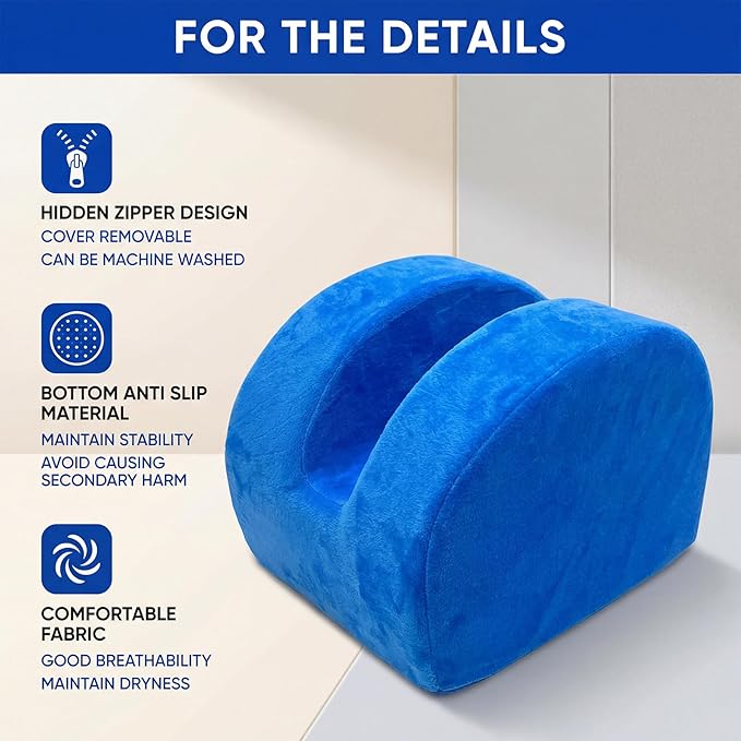 Knee Surgery Recovery Pillow for Knee Replacement – Hip Abductor Leg Alignment Wedge, Memory Foam, Removable Washable Cover, Non-Slip Base, Sleeping Support for Post-Op