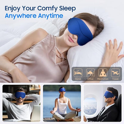 Sleep Mask, 2 Packs Premium Eye Mask for Sleeping, Total Blackout, Superior Soft Comfort, Upgraded 3D Ergonomic Designed Sleeping Mask for Home, Office, Travel, Meditation, Yoga, Blue & Pink