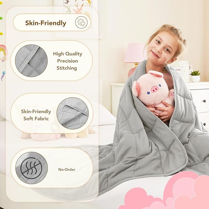 CuteKing Weighted Blanket - Weighted Blanket with Premium Glass Beads - Breathable Heavy Blanket for Comfort Sleep - Thick Blanket All Season (3lbs, 36"x48", Light Grey)