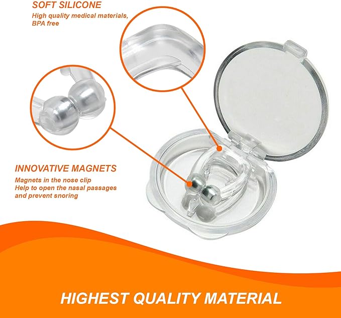 Mobi Lock Magnetic Nasal Clip (Pack of 12) - Silicone Nose Clip - A Simple Solution for Nasal Snorers - Reusable Snoring Device to Enjoy a Peaceful Night's Sleep