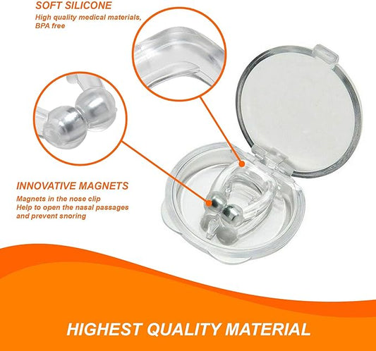 Mobi Lock Magnetic Nasal Clip (Pack of 12) - Silicone Nose Clip - A Simple Solution for Nasal Snorers - Reusable Snoring Device to Enjoy a Peaceful Night's Sleep