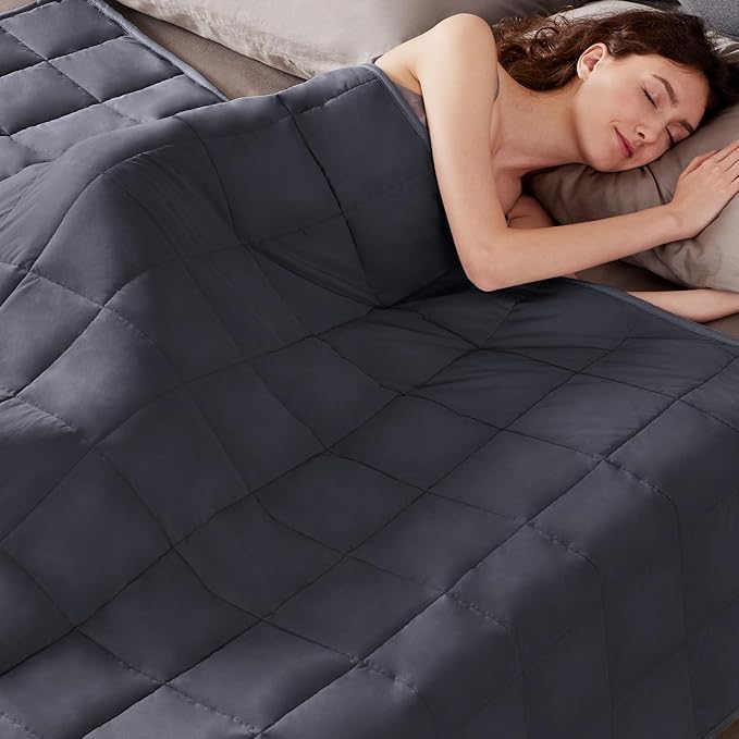 Weighted Blanket Twin Size (48"x72" 20lbs),Ultra Soft and Cozy Cooling Weighted Blanket Twin Size for Adult,Heavy Blanket with Machine Washable Soft Blanket, Dark Grey