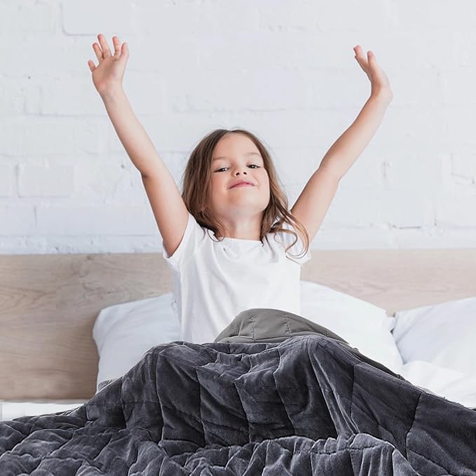 MOTRIP Weighted Blanket 10 Pounds Flannel, Soft Bed Blanket with Sanded Reversible, 48''x72'' 10lbs Dark Grey