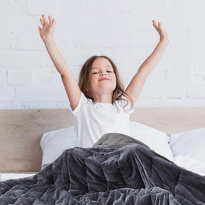 MOTRIP Weighted Blanket 10 Pounds Flannel, Soft Bed Blanket with Sanded Reversible, 48''x72'' 10lbs Dark Grey