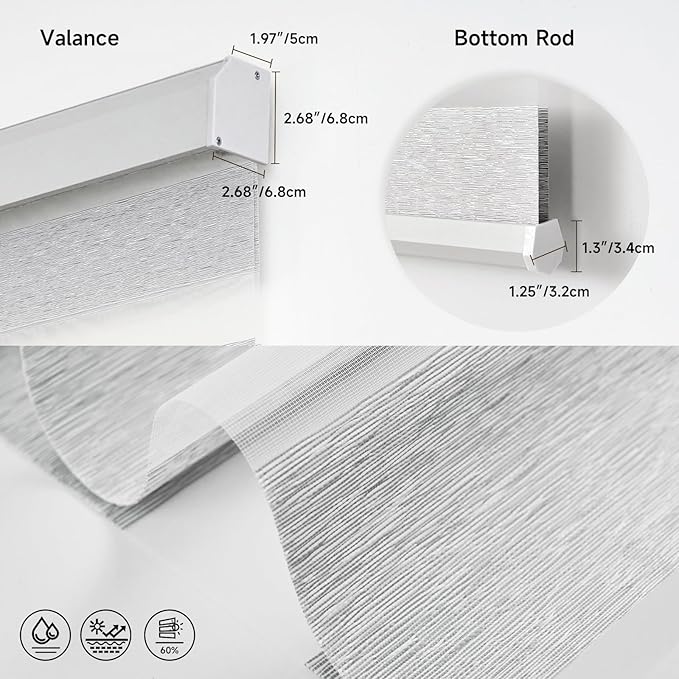 Motorized Zebra Blinds, Cordless Blackout Window Shades with Remote, Custom Dual Layer Smart Roller Shades Compatible with Alexa Google Assistant, Automatic Light Filtering Blinds,Light Grey