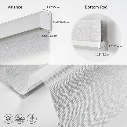 Motorized Zebra Blinds, Cordless Blackout Window Shades with Remote, Custom Dual Layer Smart Roller Shades Compatible with Alexa Google Assistant, Automatic Light Filtering Blinds,Light Grey