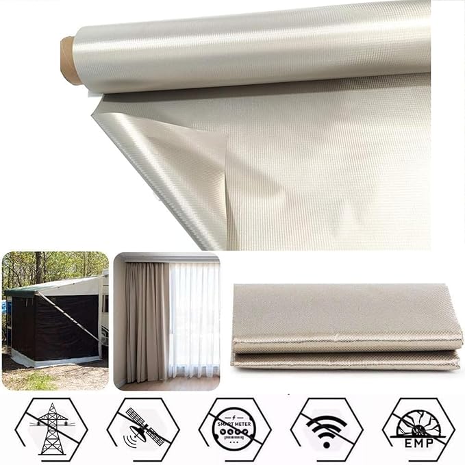 Amradield Faraday Fabric 197"x 43" Faraday Cloth Tape Nickel Copper Polyester Material Influence RF Signals WiFi Cell Bluetooth RFID Guards You Against Harmful Frequencies and Possible Data Theft