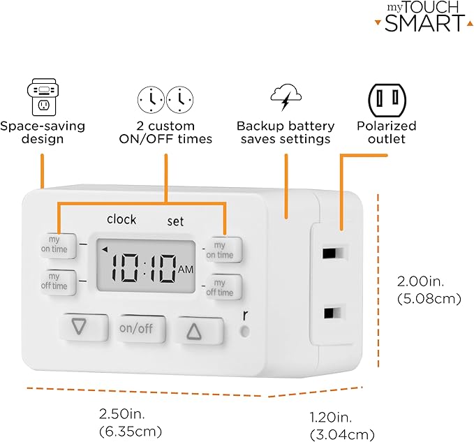 Jasco myTouchSmart Simple Set Indoor Plug-in Digital Timer, 36253