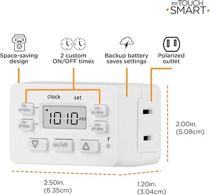 Jasco myTouchSmart Simple Set Indoor Plug-in Digital Timer, 36253