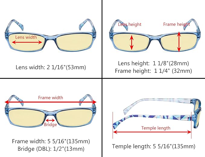 Eyekepper 5 Pack Computer Glasses Digital Eye Strain Prevention Blue Light Filter Reading Glasses Yellow Tinted +0.75