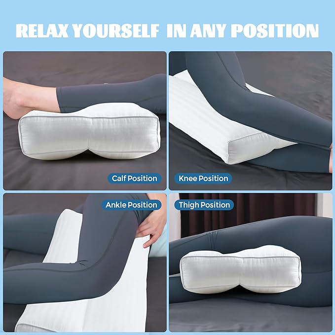 Bafode 3.5"Knee Pillow for Side Sleepers,Cooling Leg Pillow for Side Sleeping,Knee Pillow with 930G 7D Alternative for Relieving Leg, Back, and Knee Pain,High Supportive Leg Pillow for Pregnancy,White