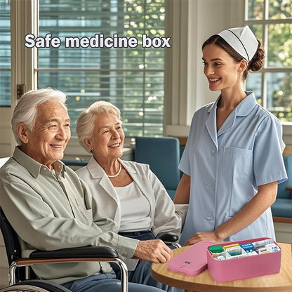 Medication Lock Box,Small Lockable Storage Box with Combination Code for Phone,Medicine Safe,Food, Home,Refrigerator,Office,Personal Items,Travel,Gift,Pink