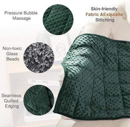 Alomidds Weighted Blanket 7lbs for Adults, Cozy Luxury Breathable Weighted Lap Blanket, Small Weighted Blanket for Travel, Relaxation, Sleeping, Calming, Green, 29" x 24"