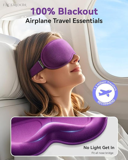Weighted Eye Mask for Women - 3D Blackout Sleep Mask for Deep Sleep, Postpartum Gift, Lash-Friendly - Long Flight Travel, Cruise Ship, Car Camping Essentials, Purple