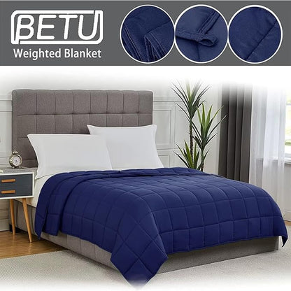 Navy Blue Weighted Blanket for Adults 20lbs, 48"x72", Twin Full Size Cooling Heavy Throw Blanket for 130-220lbs, Microfiber Soft Thick Big Blankets Weighted Comforter Gift for Sleeping