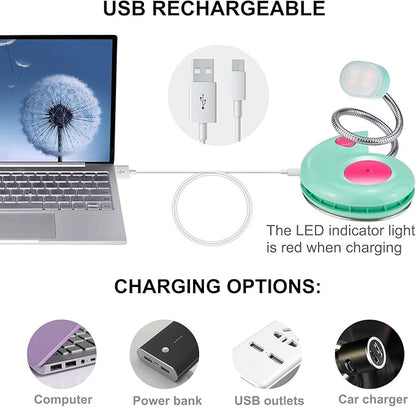 LUXSWAY Rechargeable Reading Book Light for Kids,LED Reading Light for Books in Bed,Amber Book Lights with Clip,Flexible Gooseneck,Cute Bookmark Lights for Bookworms-Blue