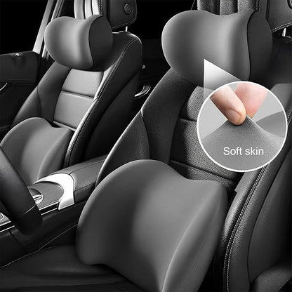 Car Headrest & Lumbar Support Cushion For Subaru XV/Subaru Crosstrek (GT) 2.Gen 2018-2024, Ergonomic Memory Foam Head Rest and Lumbar Pillow Set Breathable Comfortable for Neck Back Pain Relief