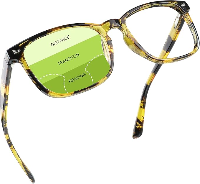 YEIN Progressive Multifocus Reading Glasses, Spring Hinge Blue Light Blocking Glasses for Women Men, No Line Multifocal Readers with Clear Lenses (+0.75/+3.25 magnification)