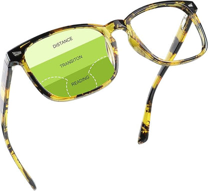 YEIN Progressive Multifocus Reading Glasses, Spring Hinge Blue Light Blocking Glasses for Women Men, No Line Multifocal Readers with Clear Lenses (+0.75/+3.25 magnification)