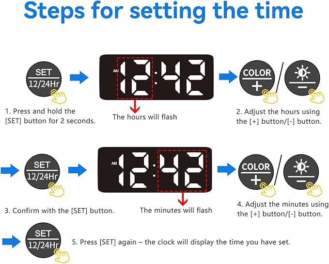 Netzu Loud Alarm Clock for Heavy Sleepers, Plug-in RGB Vibrating Alarm Clocks with Bed Shaker, 5 Dimmers, 2 Alarms and Snooze for Bedrooms Hearing Impaired Deaf Adults (Black)