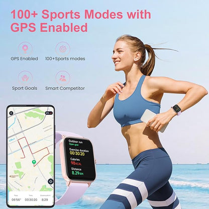 Fitness Smart Watch with Alexa for Women Men, 24/7 Heart Rate, Blood Oxygen, Stress and Sleep Tracker,100 Sports Modes, 5ATM Waterproof Activity Trackers and Smart Watches