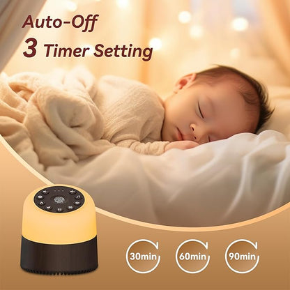 White Noise Machine with 32 Soothing Sounds, 9 Colors Night Lights, Auto-Off Timer, Adjustable Volume, Sleep Sound Machine for Babys, Kids, Adults