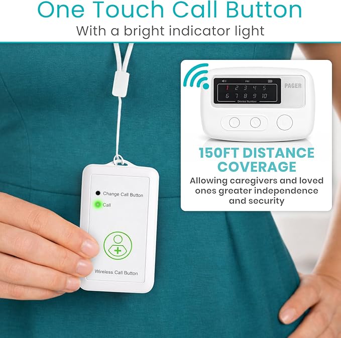 Vive Wireless Call Button - Emergency Alert System for Patients - Smart Portable Medical Panic Button - Notifies Nurse or Caretaker When Elderly Senior Needs Help - Perfect for Home Wander Prevention