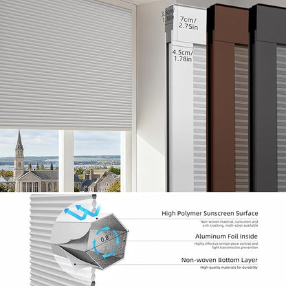 ZSTARR Motorized Skylight Shades Blackout Cellular Honeycomb Electric Blinds with Solar Panel Cordless Rechargeable with Remote for Roof and Slanted Windows Custom Size (Black Out White)