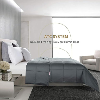 HOMBYS Lightweight Cooling Comforter Queen Size,100% Viscose Derived from Bamboo Shell Down Alternative Duvet Insert,Grey Soft All Season Comforter for Hot Sleepers,8 Corner Tabs