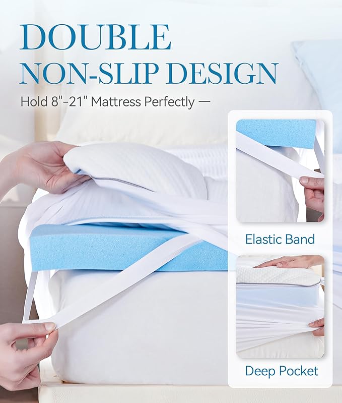 BDEUS Waterproof Dual Layer 4 Inch Memory Foam Mattress Topper Twin XL Size for Dorm Room, 2 Inch Gel Memory Foam Plus 2 Inch Down Alternative Quilted Pillow Top Mattress Pad Cover for Kids, Pets