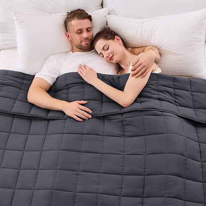 yescool Weighted Blanket for Adults (20 lbs, 88” x 104”, Grey) Cooling Heavy Blanket for Sleeping Perfect for 190-210 lbs, Queen Size Breathable Blanket with Premium Glass Bead, Machine Washable