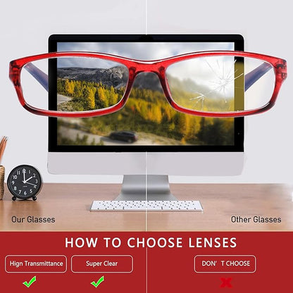 Kerecsen Computer Reading Glasses for Women Blue Light Blocking Glasses for Reading Fashion Pattern Print Eyeglasses for Womens(Mix Color -7, 2.00)